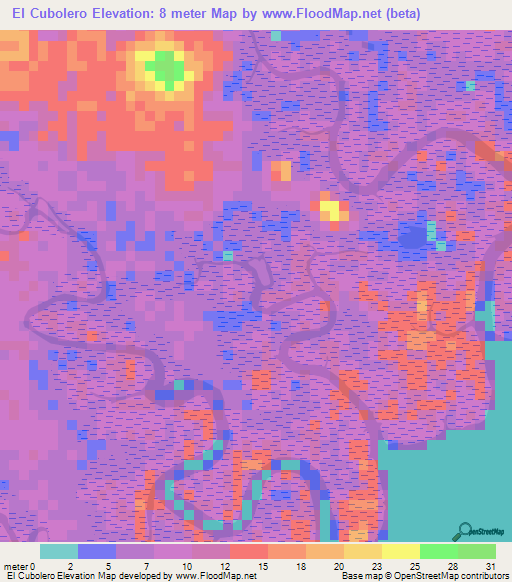 El Cubolero,Honduras Elevation Map