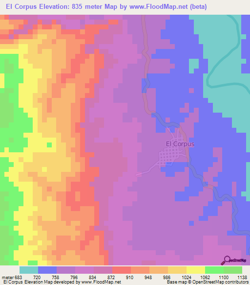 El Corpus,Honduras Elevation Map