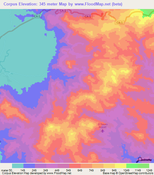 Corpus,Honduras Elevation Map