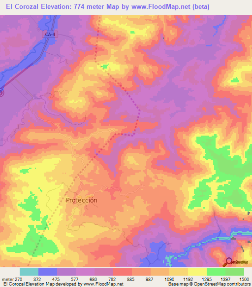 El Corozal,Honduras Elevation Map