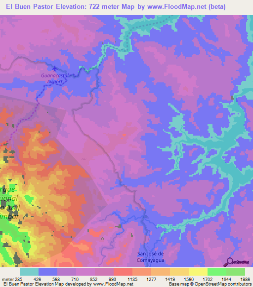 El Buen Pastor,Honduras Elevation Map