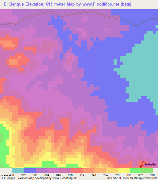 El Benque,Honduras Elevation Map