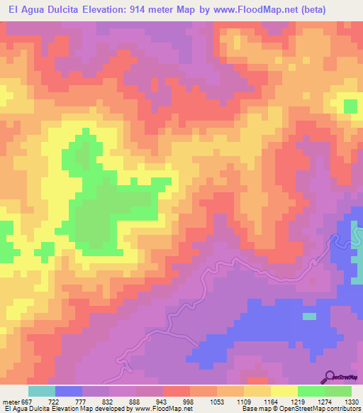 El Agua Dulcita,Honduras Elevation Map