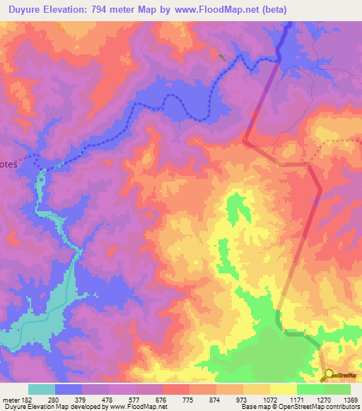 Duyure,Honduras Elevation Map