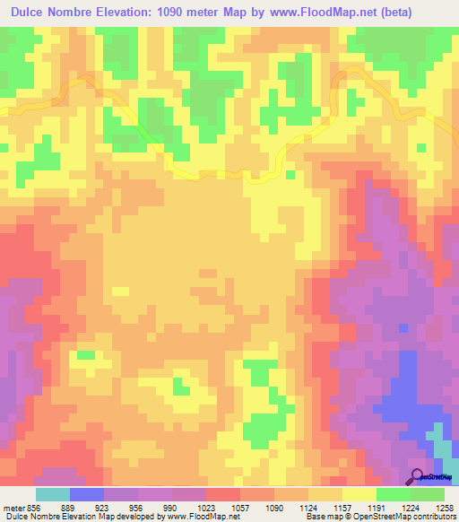 Dulce Nombre,Honduras Elevation Map