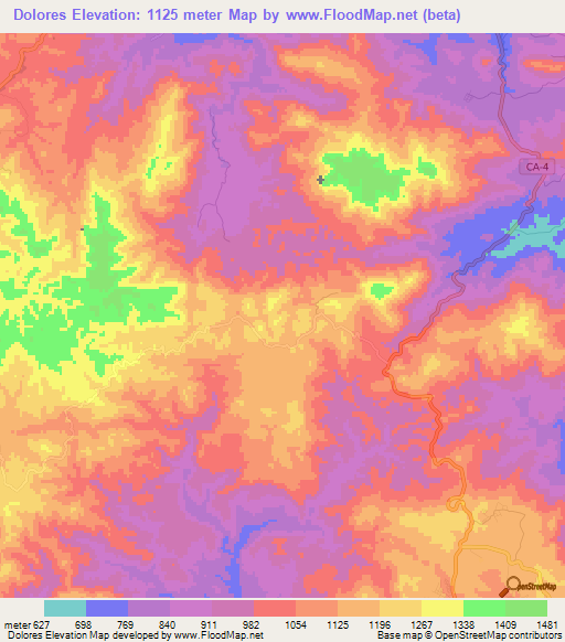 Dolores,Honduras Elevation Map