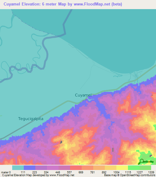 Cuyamel,Honduras Elevation Map