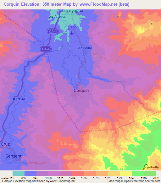 Corquin,Honduras Elevation Map