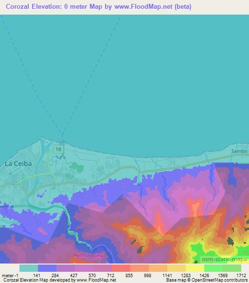 Corozal,Honduras Elevation Map