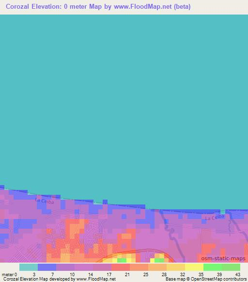 Corozal,Honduras Elevation Map