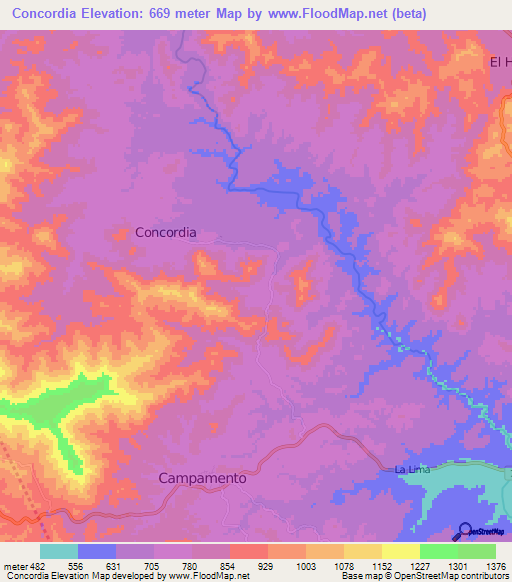 Concordia,Honduras Elevation Map