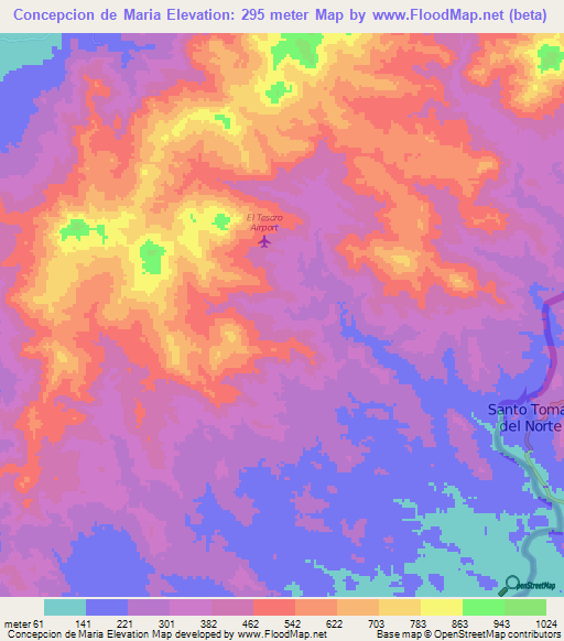 Concepcion de Maria,Honduras Elevation Map