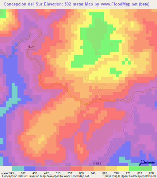 Concepcion del Sur,Honduras Elevation Map