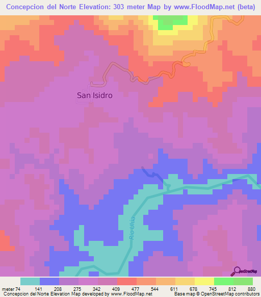 Concepcion del Norte,Honduras Elevation Map