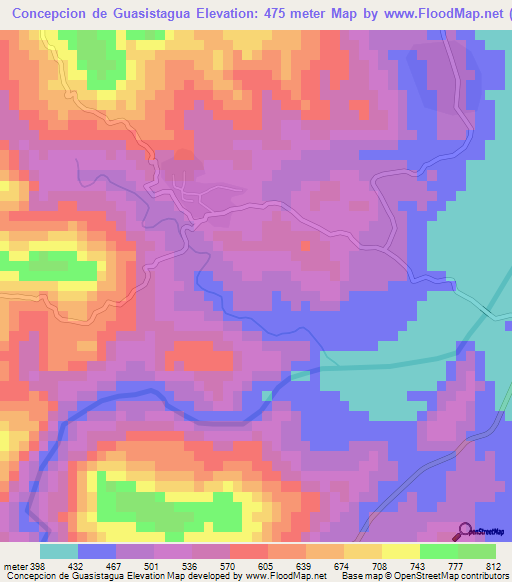 Concepcion de Guasistagua,Honduras Elevation Map