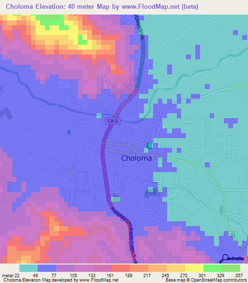 Choloma,Honduras Elevation Map
