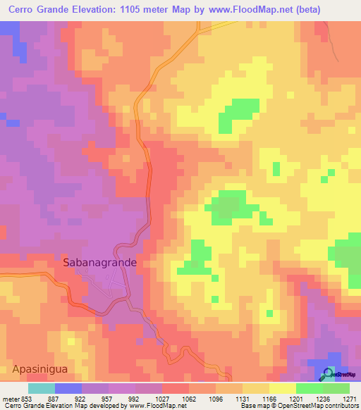 Cerro Grande,Honduras Elevation Map