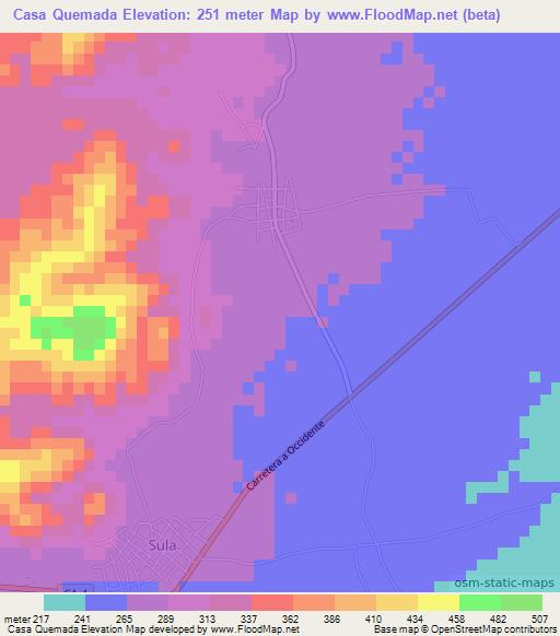 Casa Quemada,Honduras Elevation Map