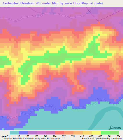 Carbajales,Honduras Elevation Map