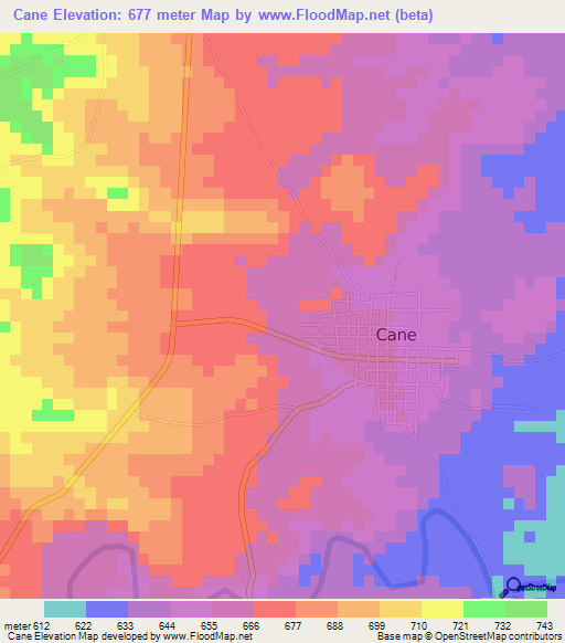 Cane,Honduras Elevation Map