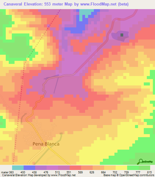 Canaveral,Honduras Elevation Map