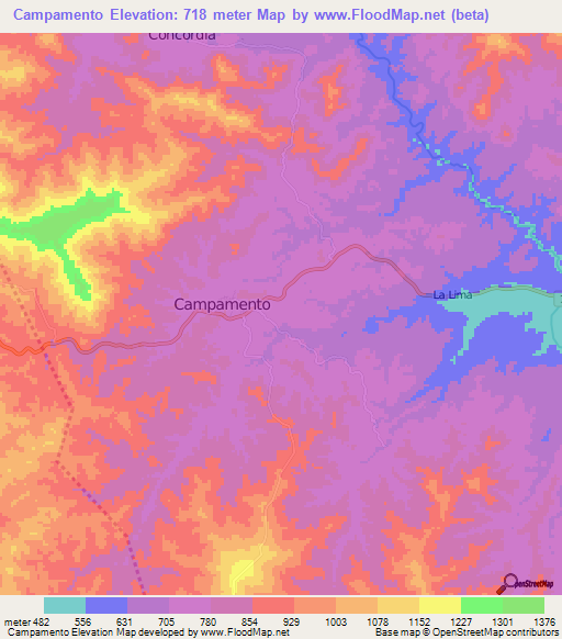 Campamento,Honduras Elevation Map