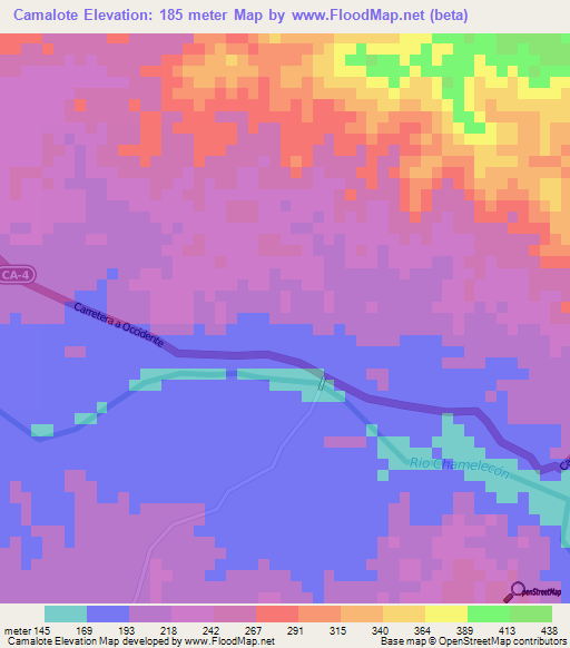 Camalote,Honduras Elevation Map