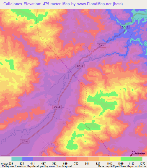 Callejones,Honduras Elevation Map