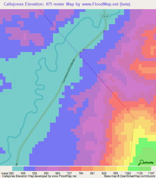 Callejones,Honduras Elevation Map