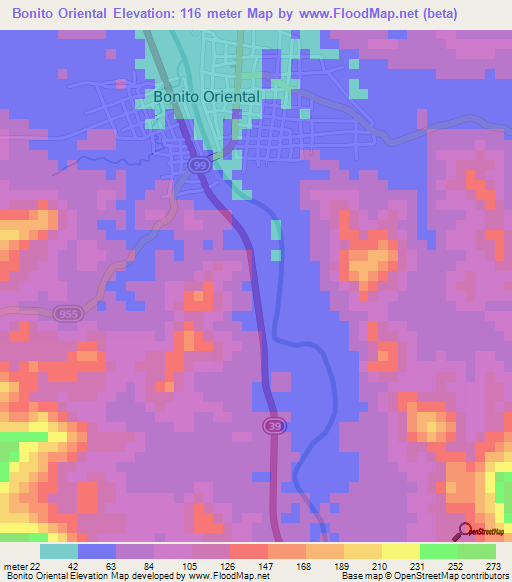 Bonito Oriental,Honduras Elevation Map