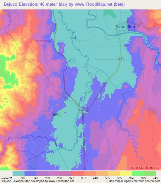 Bejuco,Honduras Elevation Map