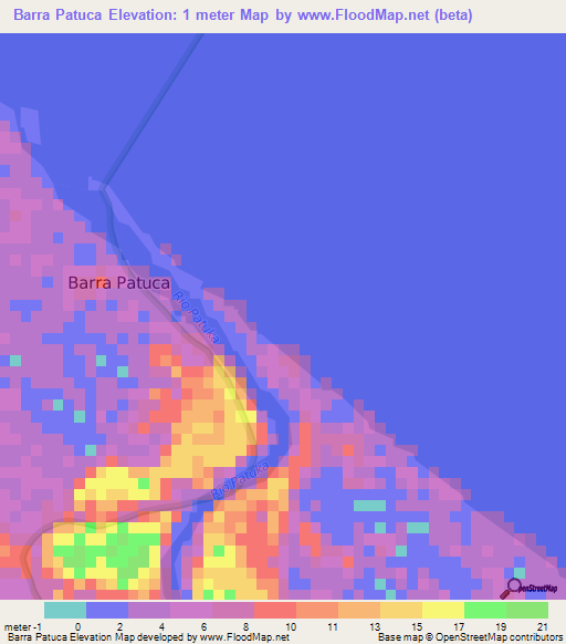Barra Patuca,Honduras Elevation Map