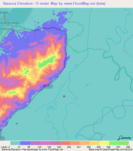 Baracoa,Honduras Elevation Map