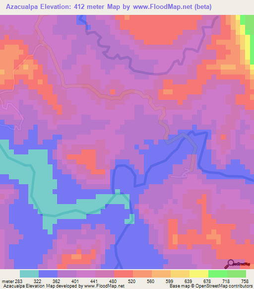 Azacualpa,Honduras Elevation Map