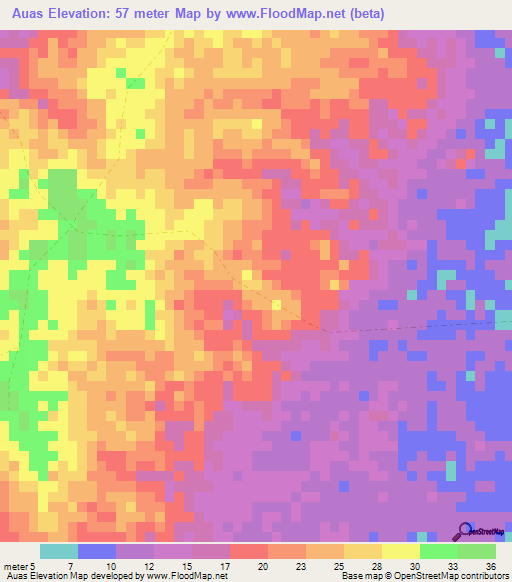 Auas,Honduras Elevation Map