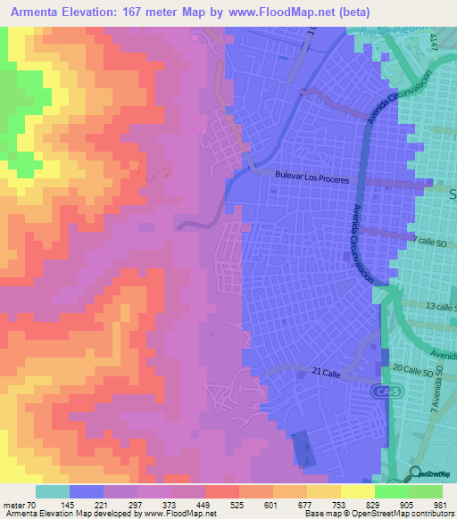 Armenta,Honduras Elevation Map