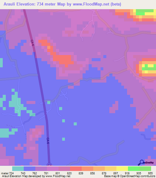 Arauli,Honduras Elevation Map