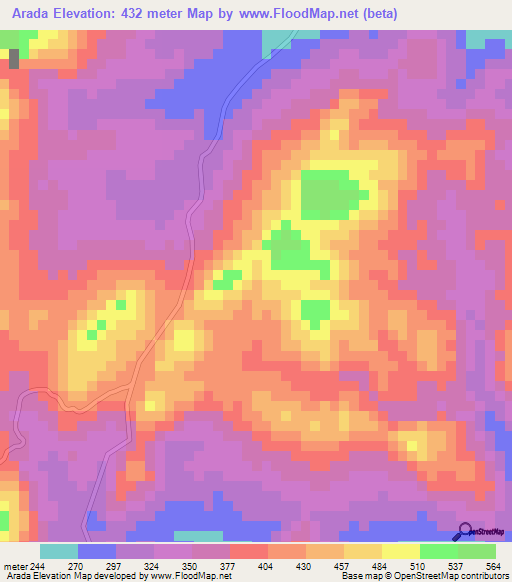 Arada,Honduras Elevation Map