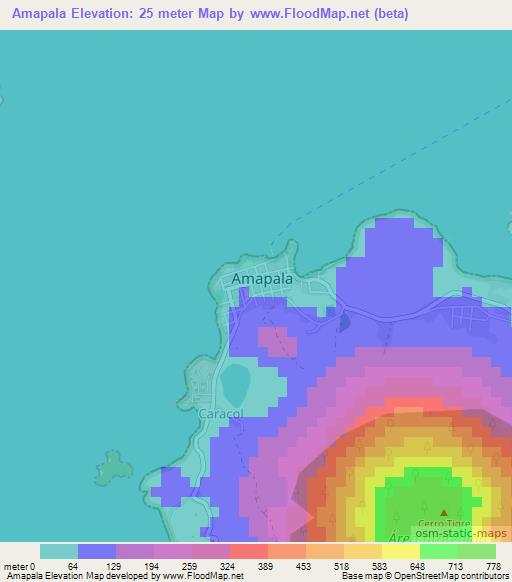 Amapala,Honduras Elevation Map