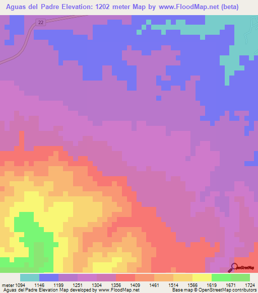 Aguas del Padre,Honduras Elevation Map