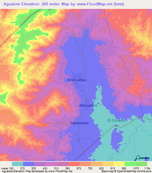 Agualote,Honduras Elevation Map