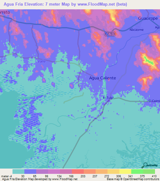 Agua Fria,Honduras Elevation Map