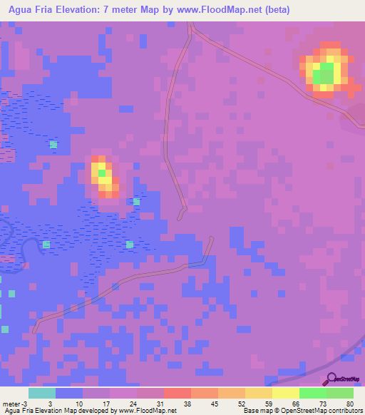 Agua Fria,Honduras Elevation Map