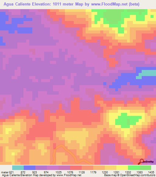 Agua Caliente,Honduras Elevation Map