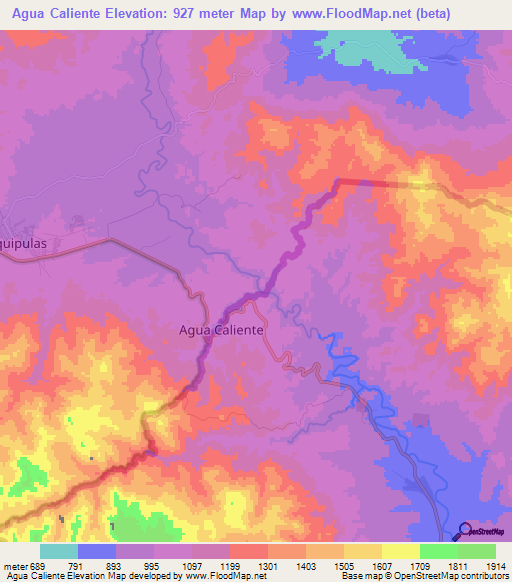 Agua Caliente,Honduras Elevation Map