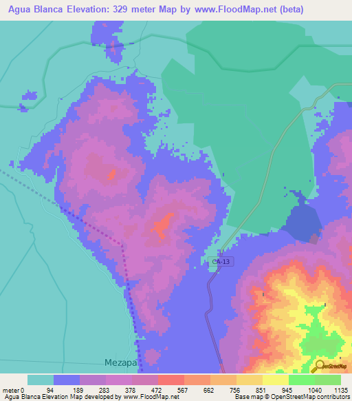 Agua Blanca,Honduras Elevation Map