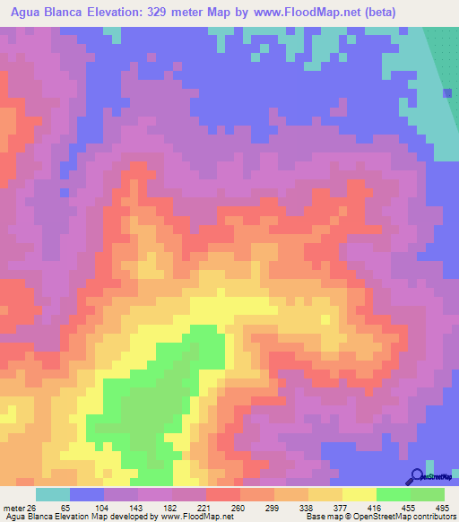 Agua Blanca,Honduras Elevation Map