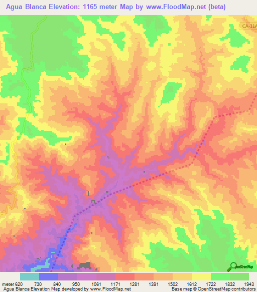 Agua Blanca,Honduras Elevation Map