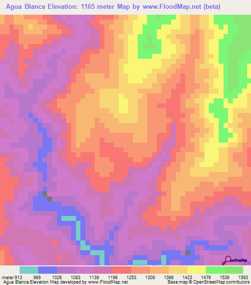 Agua Blanca,Honduras Elevation Map