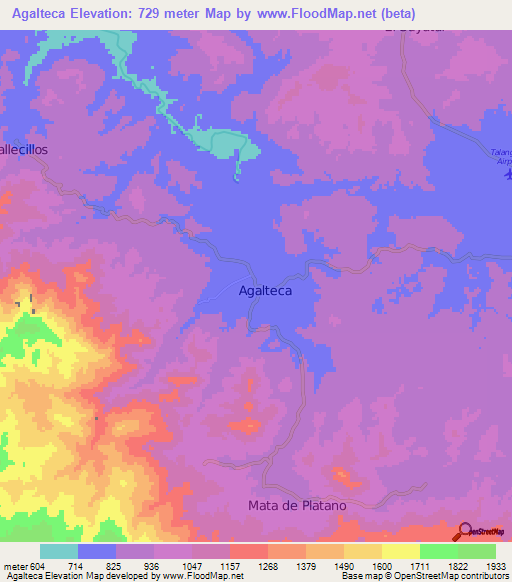 Agalteca,Honduras Elevation Map